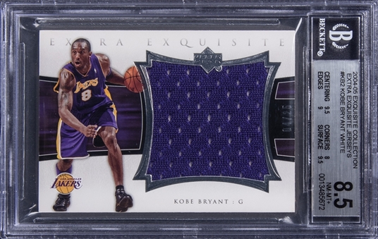 2004-05 UD "Exquisite Collection" Extra Exquisite Jersey #EE-KB2 Kobe Bryant Jersey Card (#04/25) - BGS NM-MT+ 8.5